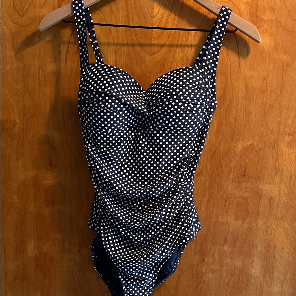 Navy Polka Dot One Piece Swimsuit